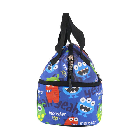 Smily Kiddos Double Decker Lunch Bag  Monster Theme - Blue