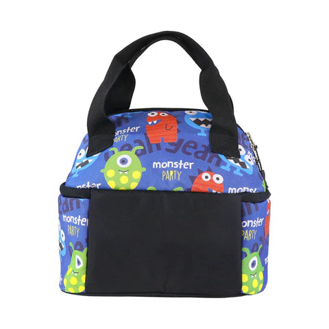 Smily Kiddos Double Decker Lunch Bag  Monster Theme - Blue