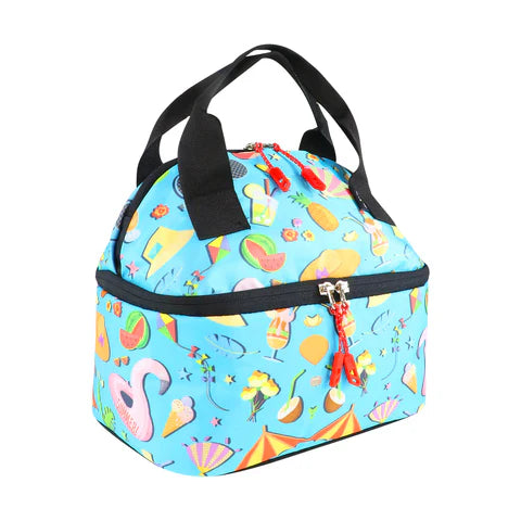 Smily Kiddos Double Decker Lunch Bag Picnic Theme- Blue