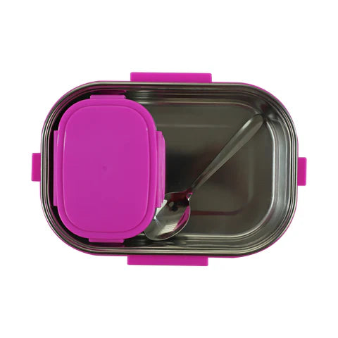 Smily kiddos Stainless Steel Fast Food Theme Lunch Box -Purple