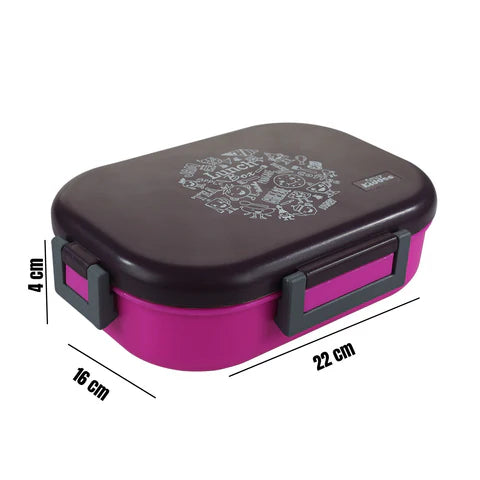 Smily kiddos Stainless Steel Fast Food Theme Lunch Box -Purple