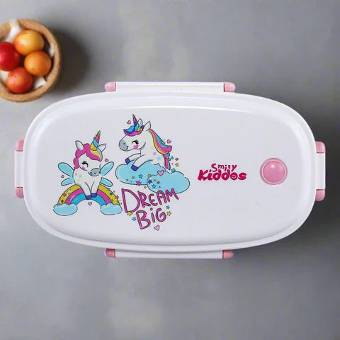 Smily kiddos Stainless Steel Lunch Box Small Dream Unicorn Theme - Light Pink