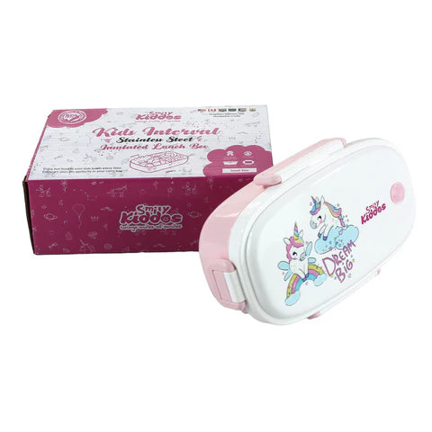 Smily kiddos Stainless Steel Lunch Box Small Dream Unicorn Theme - Light Pink