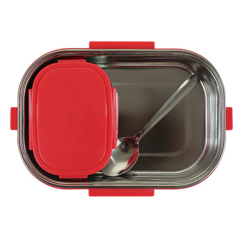 Smily kiddos Stainless Steel Pan Cake Theme Lunch Box - Red