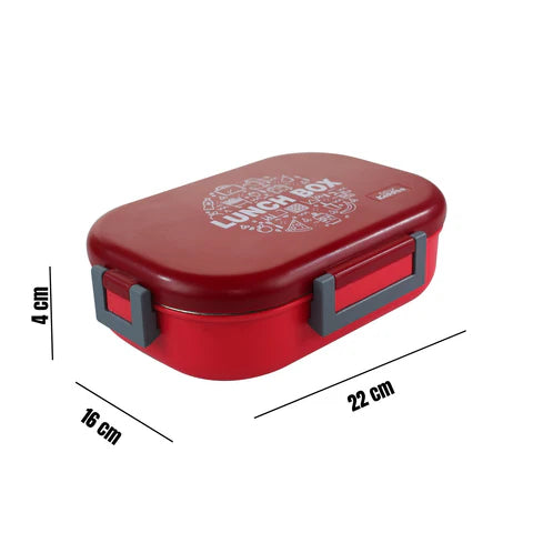 Smily kiddos Stainless Steel Pan Cake Theme Lunch Box - Red