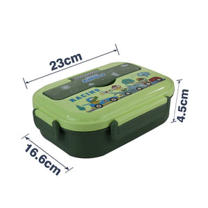 Smily Kiddos - Lunch Box - Smily kiddos Stainless Steel Racing Dino Theme Lunch Box - Green 3+ years - SK16001616
