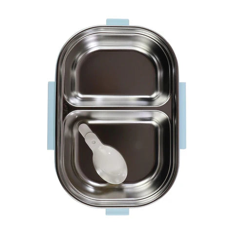 Smily kiddos Stainless Steel Skater Dino Theme Lunch Box - Light blue - medium