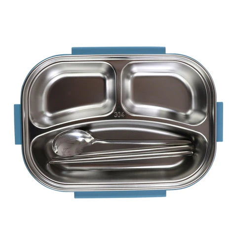 Smily kiddos Stainless Steel Unicorn Theme Lunch Box -Light Blue - Large