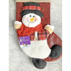 Snow Lettering Snowman Christmas Stocking, 18 inches - XMAS STOCKINGS
