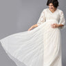 Snow Me White Embroidered Maternity Photoshoot Gown - DRS-SD-SNME-L