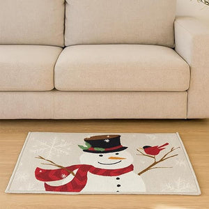 Snowman Christmas themed Welcome Mat, Anti Skid big size Festive Floor & Entrance Door Mat, 30inches x 20inches - Christmas