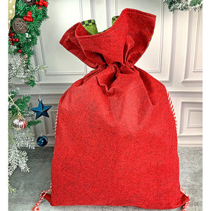 Snowman Green & Red Checks Christmas Sack for Christmas Gifts and Home Décor - 