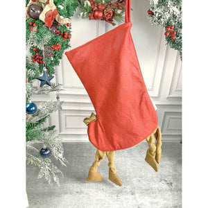 Snowman Long Hanging Knot Legs Christmas Stocking, 16 inches - XMAS STOCKINGS