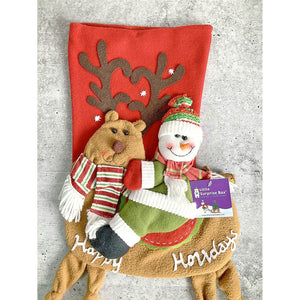 Snowman Long Hanging Knot Legs Christmas Stocking, 16 inches - XMAS STOCKINGS