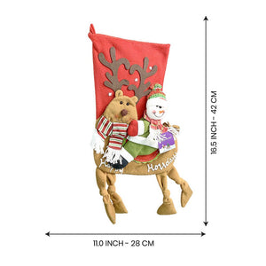 Snowman Long Hanging Knot Legs Christmas Stocking, 16 inches - XMAS STOCKINGS