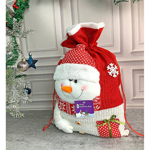 Snowman Red & White Knitted Large Size Christmas Sack, 21 inches - 