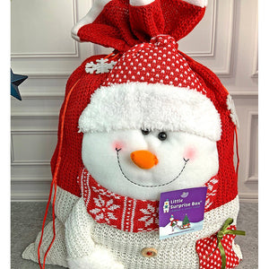 Snowman Red & White Knitted Large Size Christmas Sack, 21 inches - 