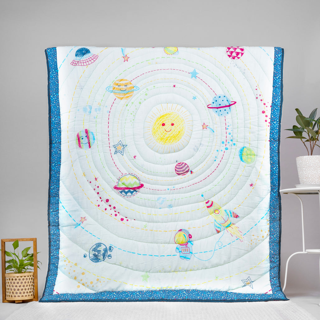 Gudgoodie Premium Cotton Muslin AC Quilt  Blanket- Galactic Adventure