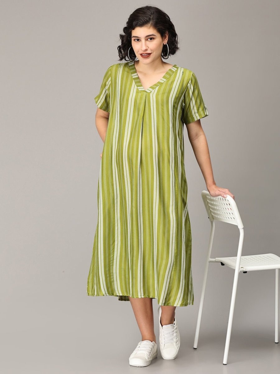 Soo Swamped Striped Maternity and Nursing Tunic Dress - DRS-SK-GMOV-S