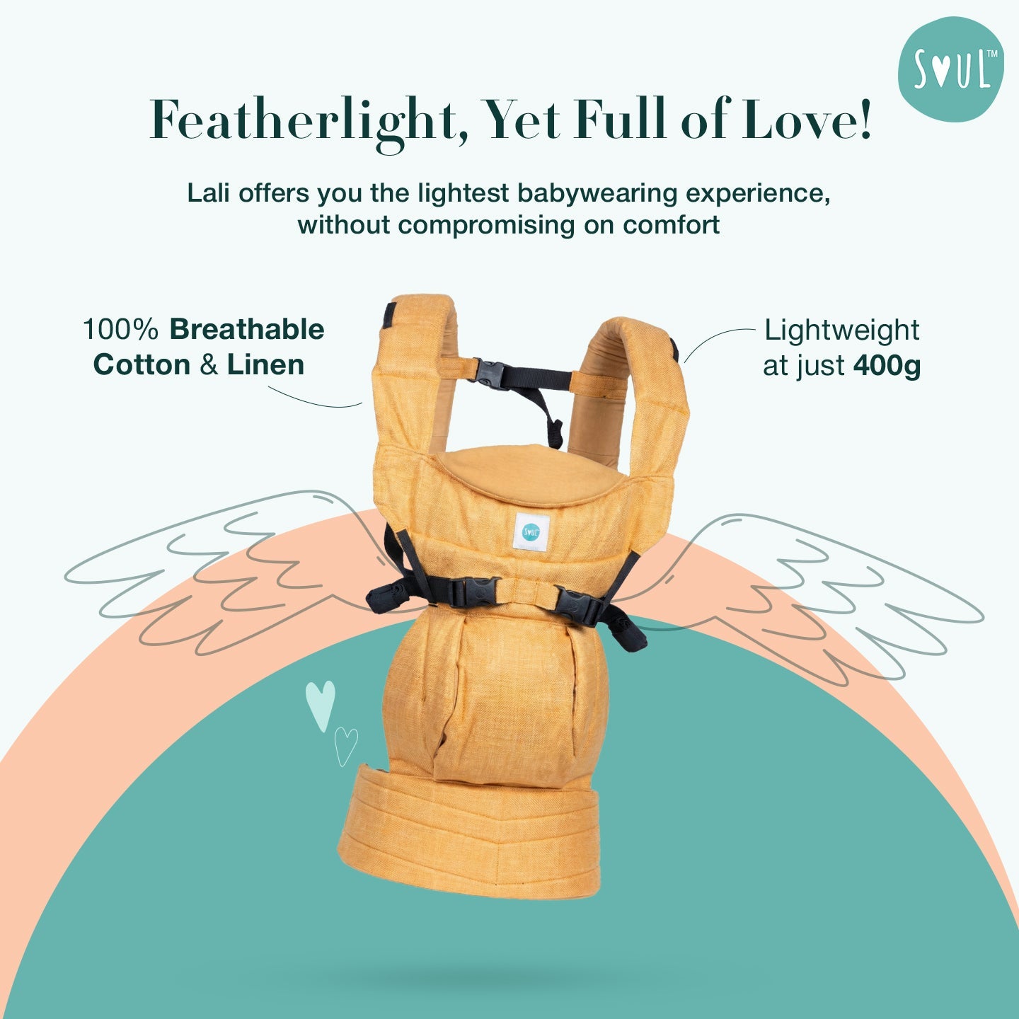 Soul Slings Lali: Cotton Baby Carrier - Linen Sunny Baby Carrier