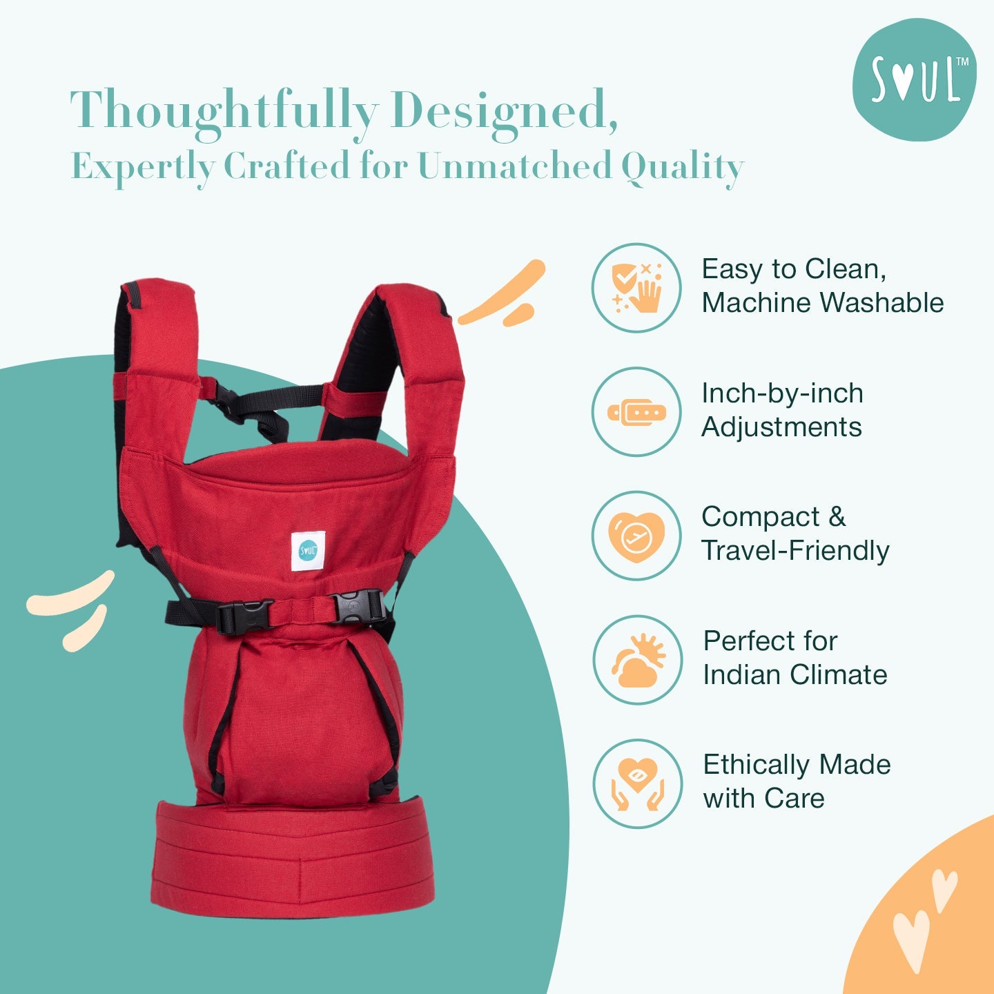 Soul Slings Lali: Cotton Baby Carrier - Ruby Baby Carrier