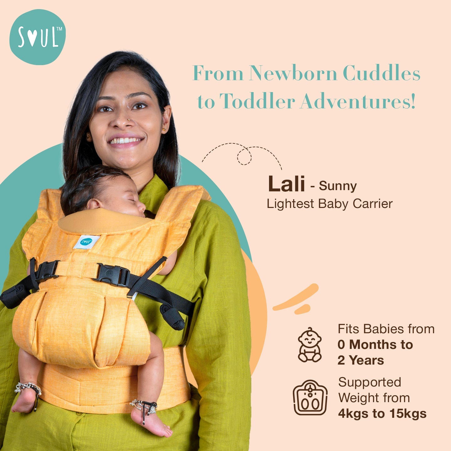 Soul Slings Lali: Cotton Baby Carrier - Linen Grey Baby Carrier
