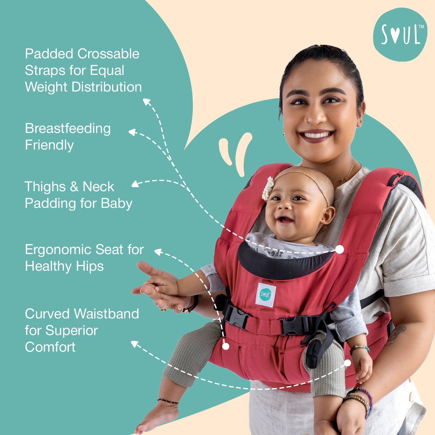 Soul Slings Lali: Cotton Baby Carrier - Ruby Baby Carrier