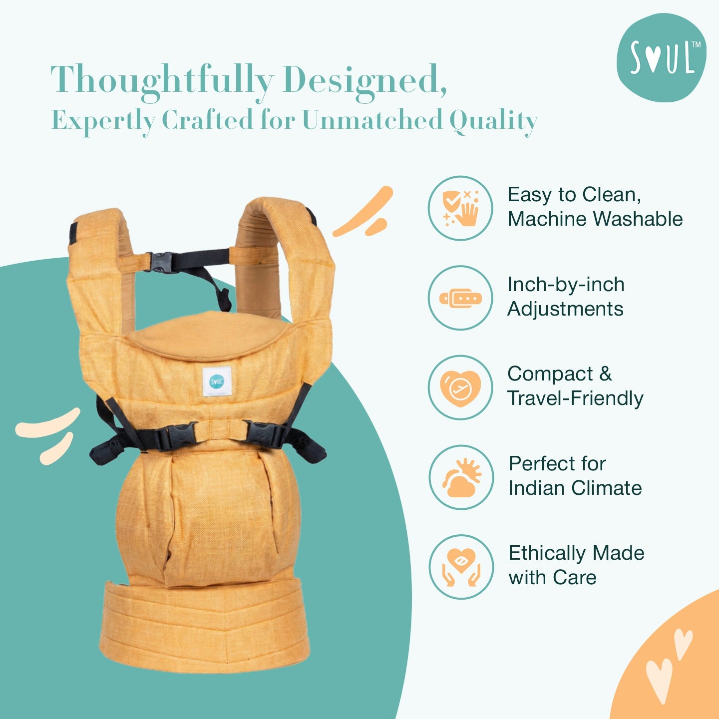 Soul Slings Lali: Cotton Baby Carrier - Linen Sunny Baby Carrier