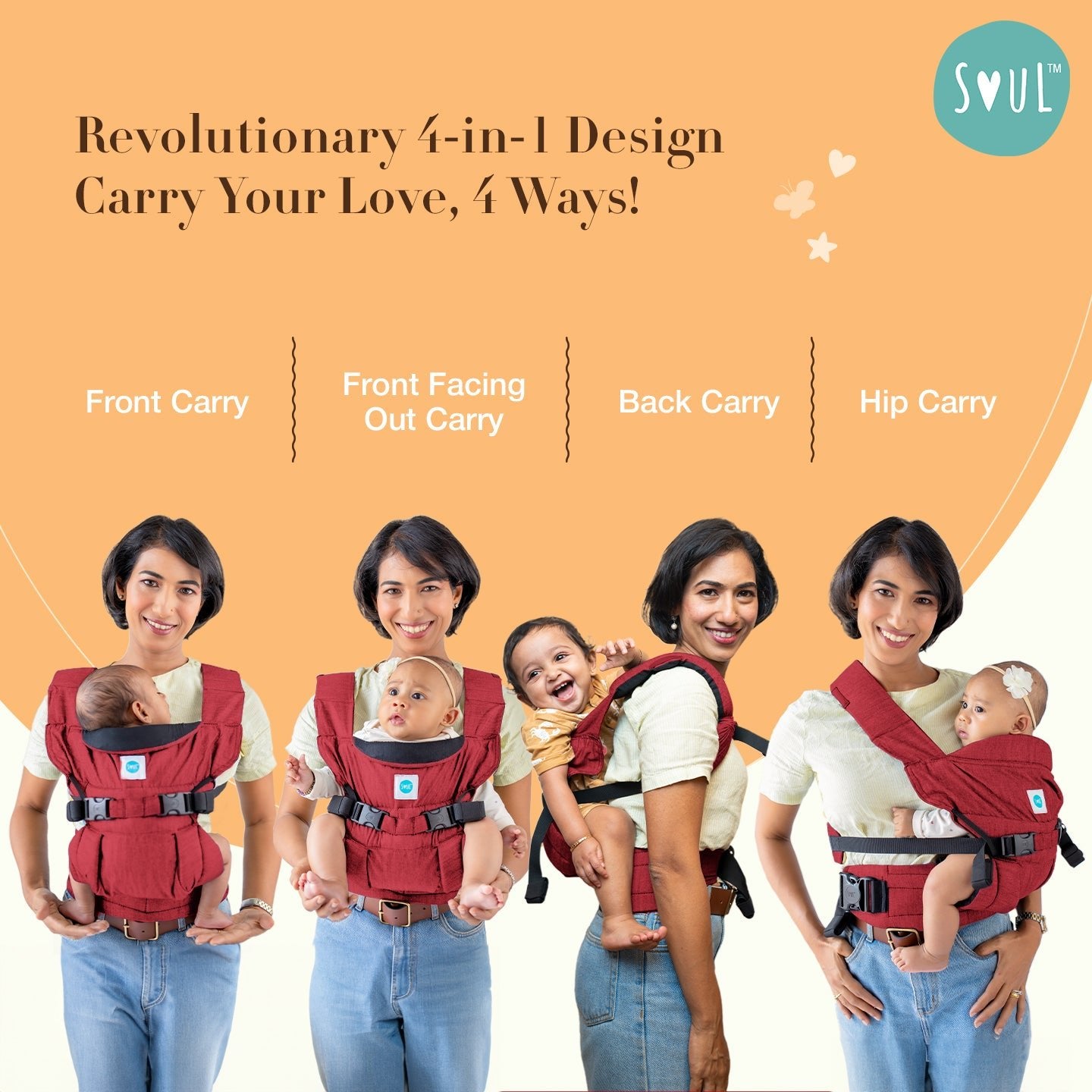 Soul Slings Lali: Cotton Baby Carrier - Ruby Baby Carrier