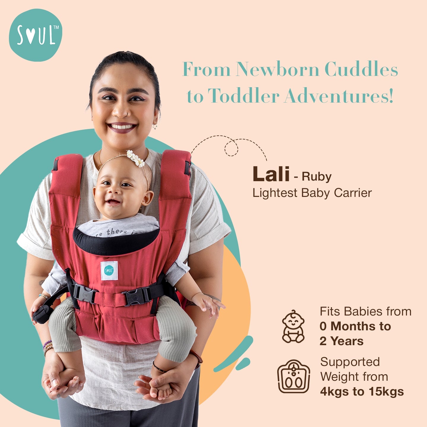 Soul Slings Lali: Cotton Baby Carrier - Ruby Baby Carrier