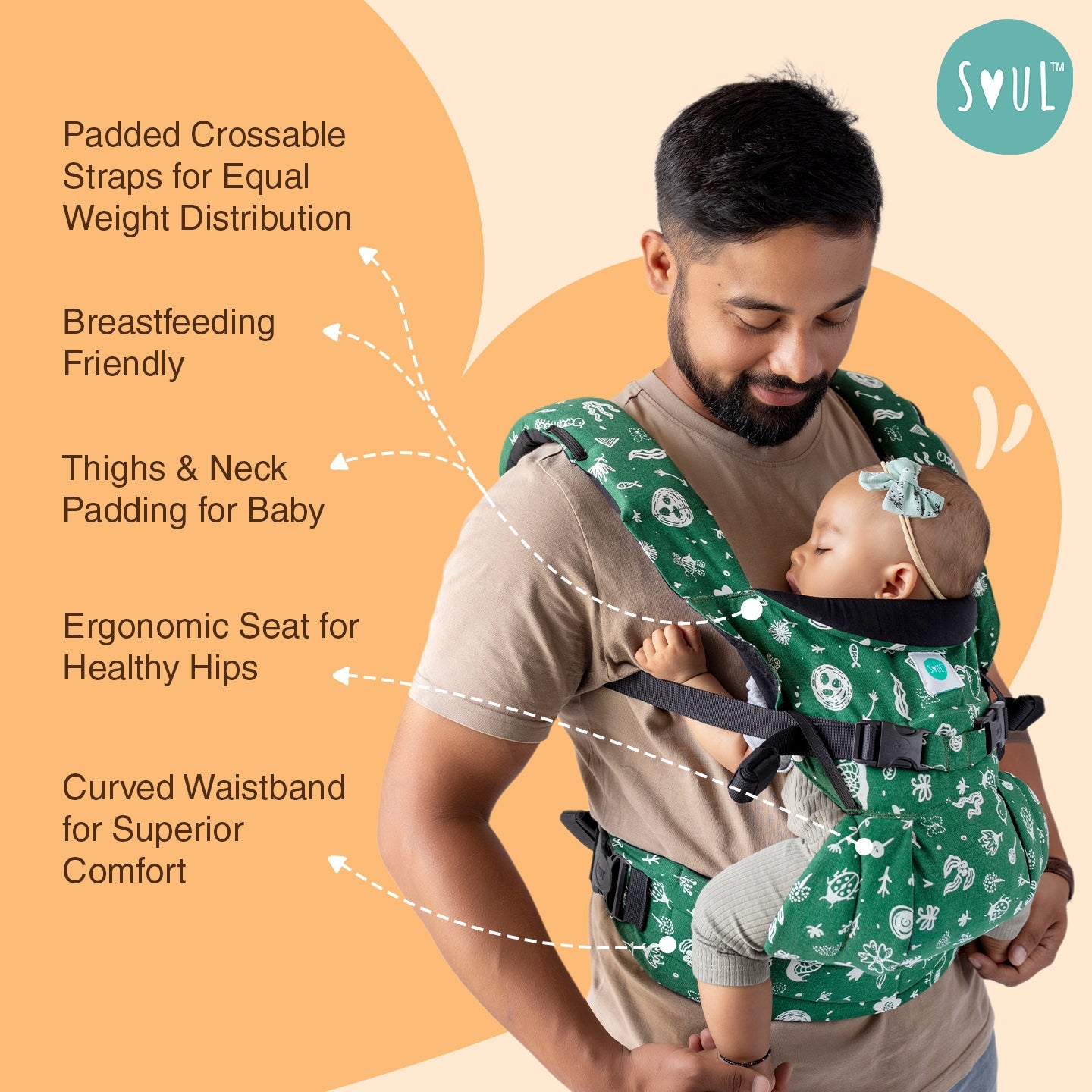Soul Slings Lali: Cotton Baby Carrier - Forest Baby Carrier