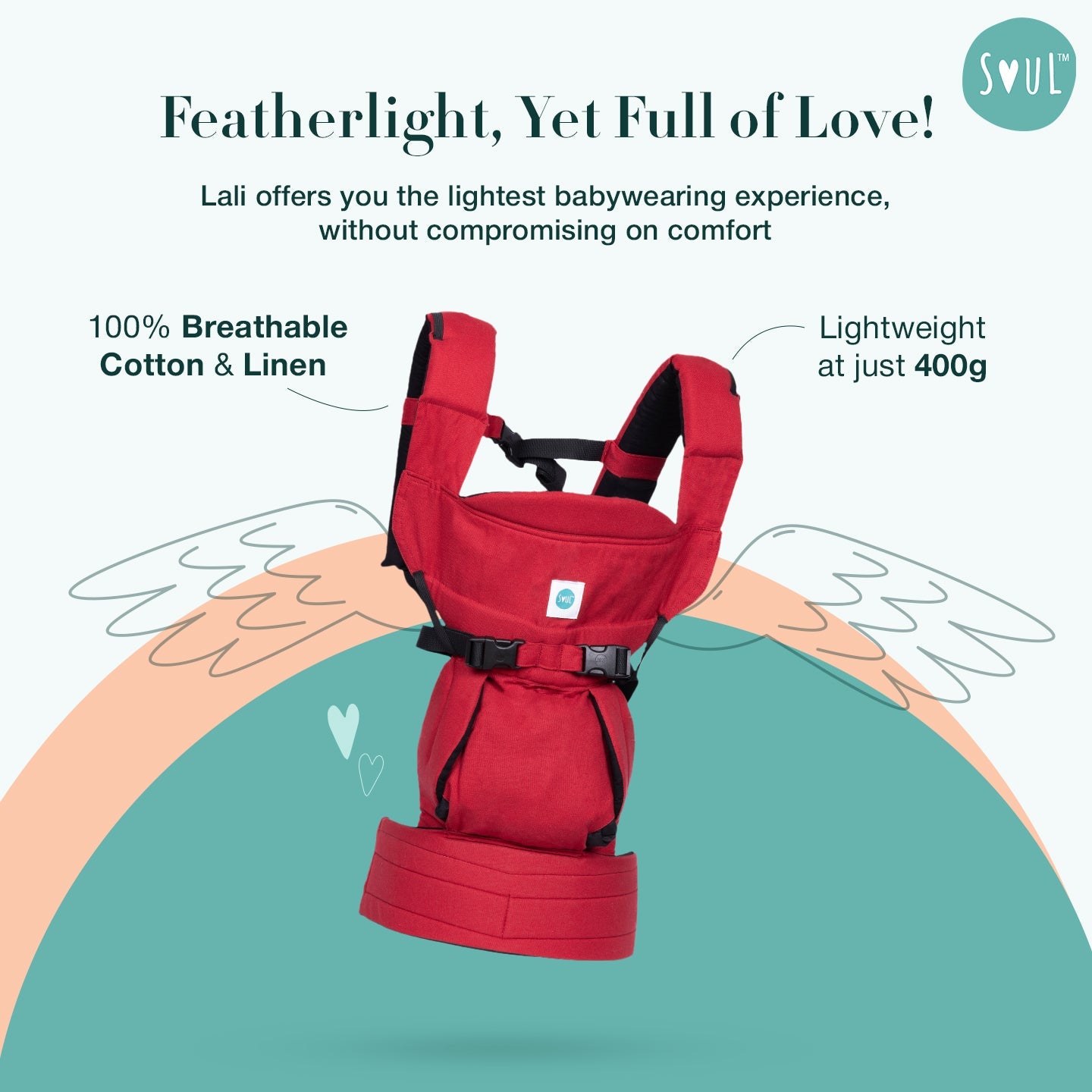 Soul Slings Lali: Cotton Baby Carrier - Ruby Baby Carrier