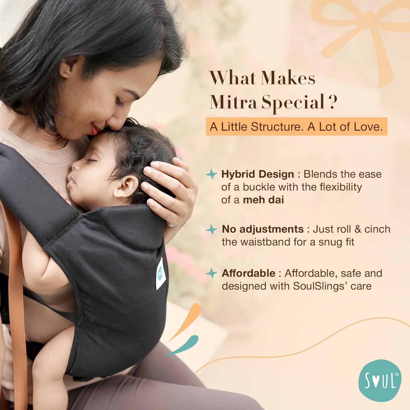 Soulslings Mitra Baby Carrier - Black Baby Carriers