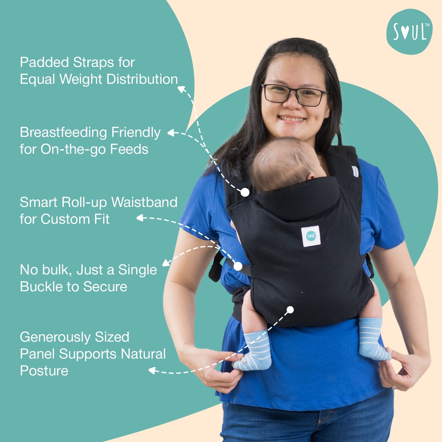 Soulslings Mitra Baby Carrier - Black Baby Carriers
