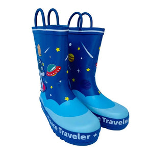 Space Traveller Waterproof Flexible Rubber Rain Gumboots for Kids, Blue - Little Surprise BoxSpace Traveller Waterproof Flexible Rubber Rain Gumboots for Kids, Blue