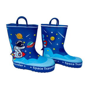 Space Traveller Waterproof Flexible Rubber Rain Gumboots for Kids, Blue - Little Surprise BoxSpace Traveller Waterproof Flexible Rubber Rain Gumboots for Kids, Blue