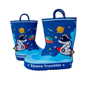 Space Traveller Waterproof Flexible Rubber Rain Gumboots for Kids, Blue - Little Surprise BoxSpace Traveller Waterproof Flexible Rubber Rain Gumboots for Kids, Blue