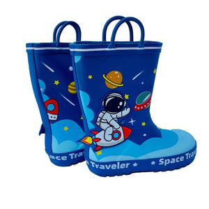 Space Traveller Waterproof Flexible Rubber Rain Gumboots for Kids, Blue - Little Surprise BoxSpace Traveller Waterproof Flexible Rubber Rain Gumboots for Kids, Blue