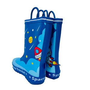 Space Traveller Waterproof Flexible Rubber Rain Gumboots for Kids, Blue - Little Surprise BoxSpace Traveller Waterproof Flexible Rubber Rain Gumboots for Kids, Blue