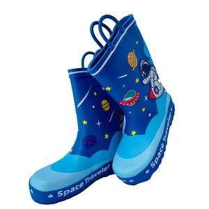 Space Traveller Waterproof Flexible Rubber Rain Gumboots for Kids, Blue - Little Surprise BoxSpace Traveller Waterproof Flexible Rubber Rain Gumboots for Kids, Blue
