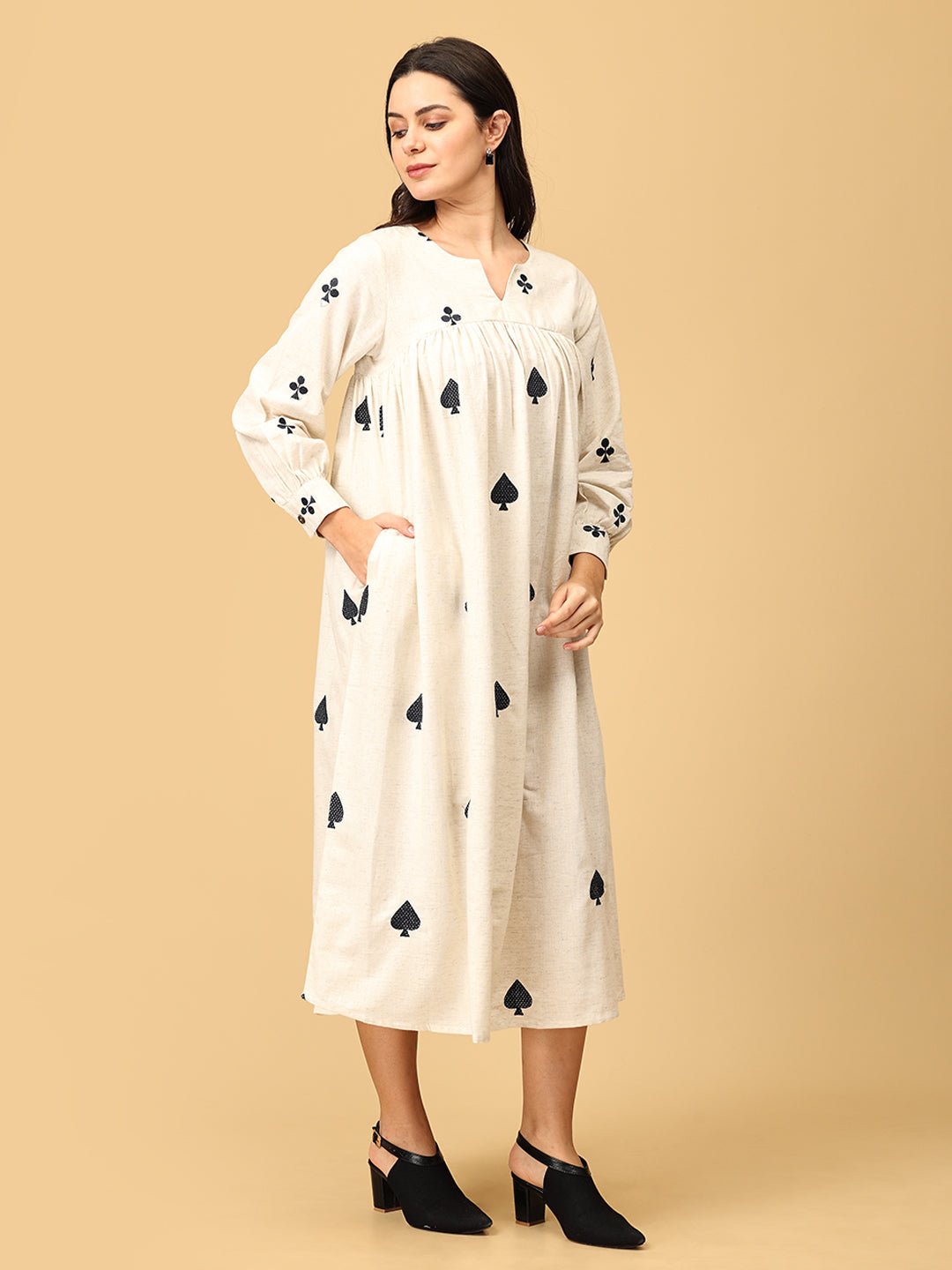 Spade Up Your Life Women's Midi Embroidered Dress - WDRS - SK - SPUL - S