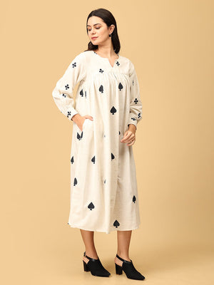 Spade Up Your Life Women's Midi Embroidered Dress - WDRS - SK - SPUL - S
