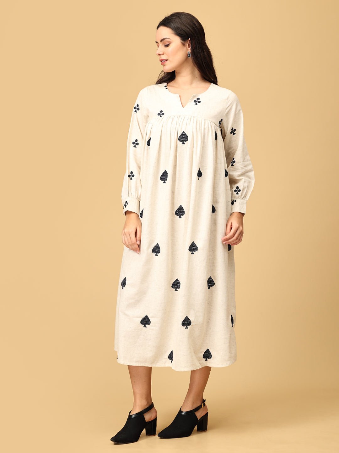 Spade Up Your Life Women's Midi Embroidered Dress - WDRS - SK - SPUL - S