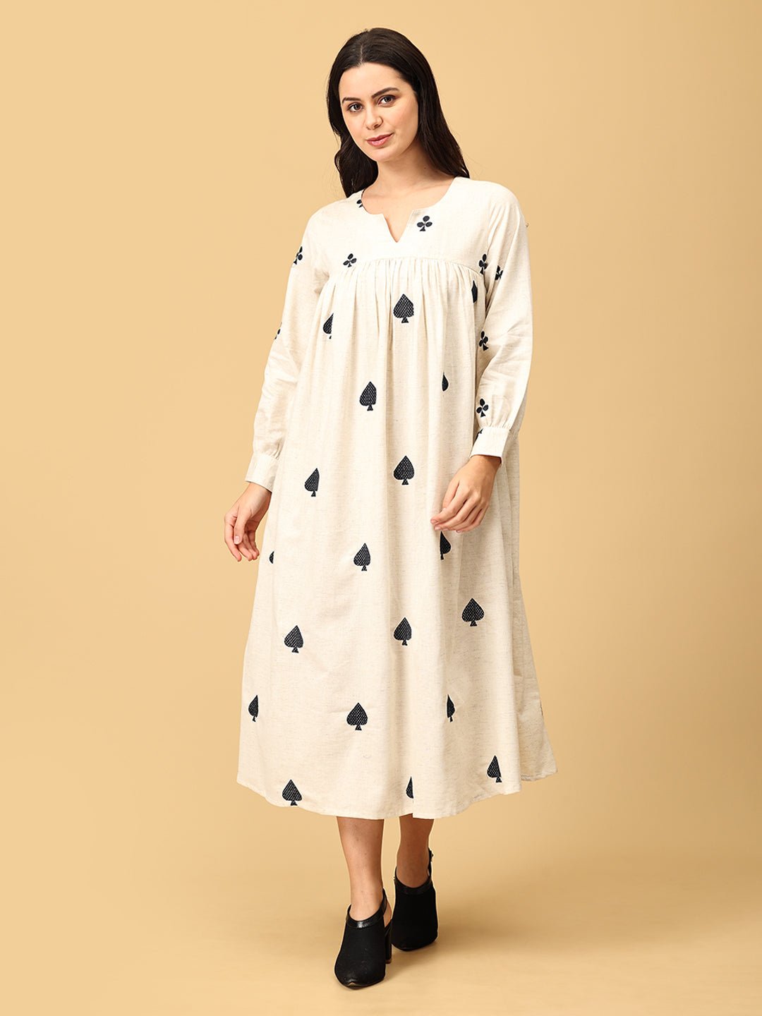 Spade Up Your Life Women's Midi Embroidered Dress - WDRS - SK - SPUL - S