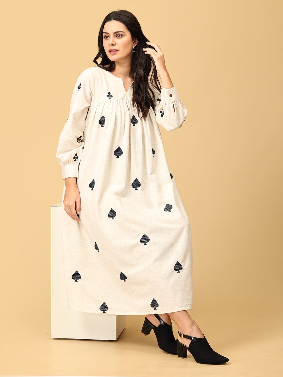 Spade Up Your Life Women's Midi Embroidered Dress - WDRS - SK - SPUL - S