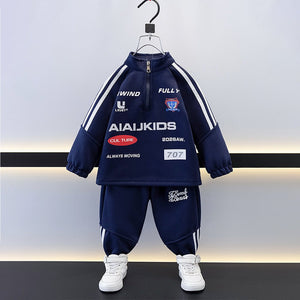 Sporty Navy Tracksuit Set with Matching Sling Bag for Kids - 2 - 3 Years Kids Clothing