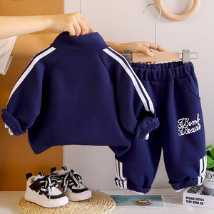 Sporty Navy Tracksuit Set with Matching Sling Bag for Kids - 2 - 3 Years Kids Clothing