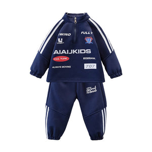Sporty Navy Tracksuit Set with Matching Sling Bag for Kids - 2 - 3 Years Kids Clothing