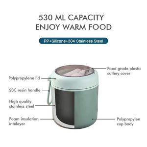 Stainless Steel Soup Box /Tiffin with Insulated Vertical Tiffin Bag with detachable Spoon for Kids and Adults, Green - Little Surprise BoxStainless Steel Soup Box /Tiffin with Insulated Vertical Tiffin Bag with detachable Spoon for Kids and Adults, Green