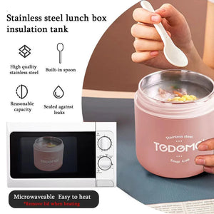 Stainless Steel Soup Box /Tiffin with Insulated Vertical Tiffin Bag with detachable Spoon for Kids and Adults, Pink - Little Surprise BoxStainless Steel Soup Box /Tiffin with Insulated Vertical Tiffin Bag with detachable Spoon for Kids and Adults, Pink